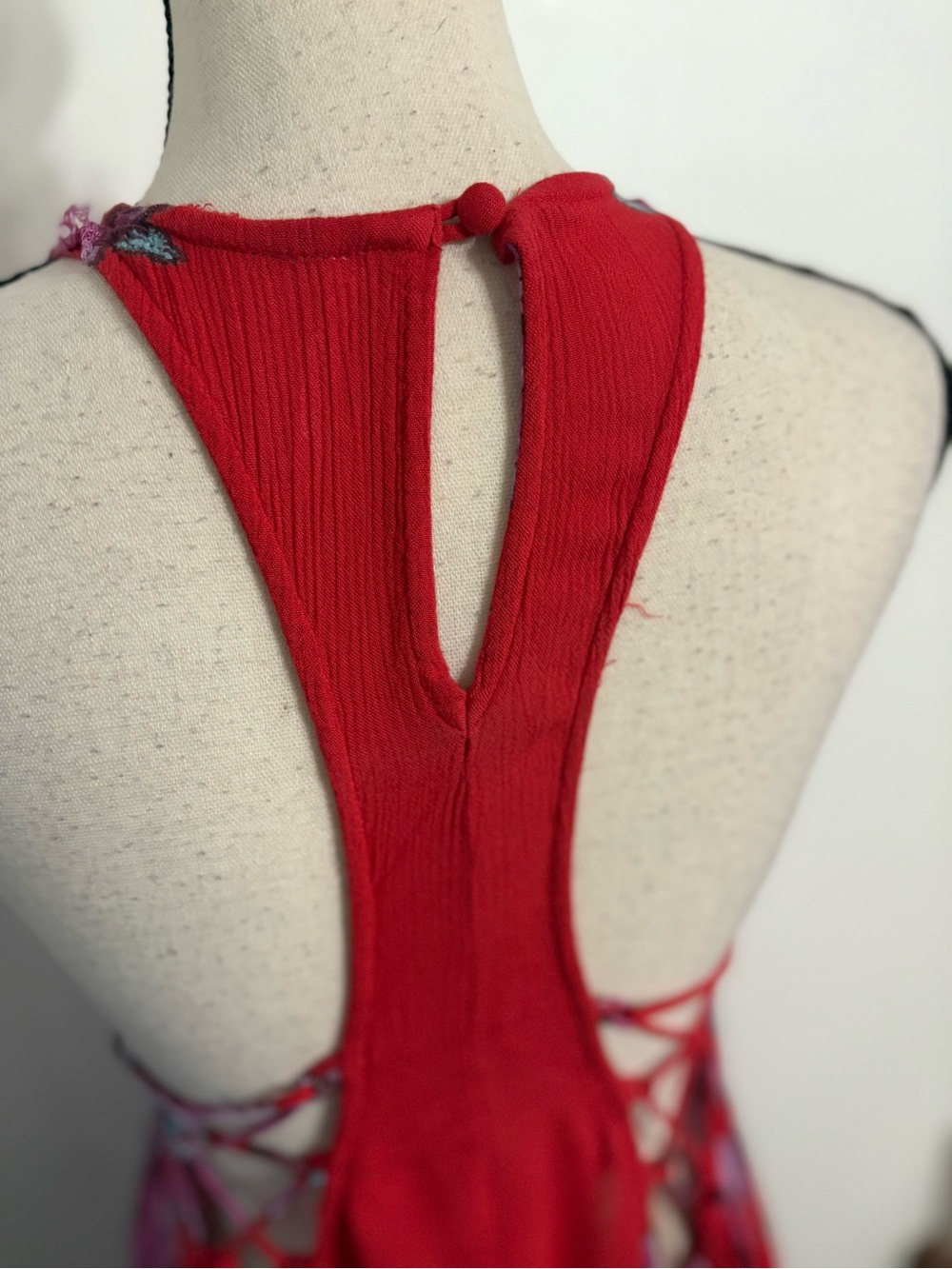Free People paint the sun red boho side tie dress Small - Picture 6 of 9